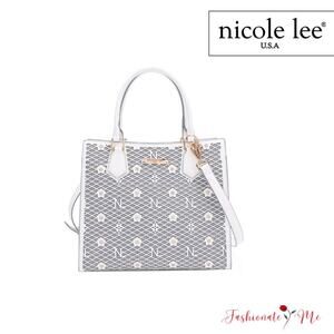 Nicole Lee USA Gracie Structured Vegan Leather 3 Compartments Tote Bag | White